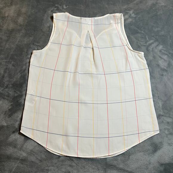 Banana Republic Window Pane Plaid Sleeveless V-Neck Blouse Size X-Small Office - Picture 2 of 8